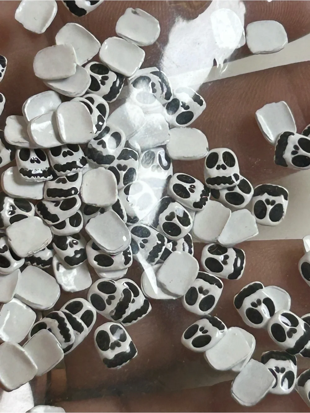 White and Black Skull Charms  - nail art  Supplies